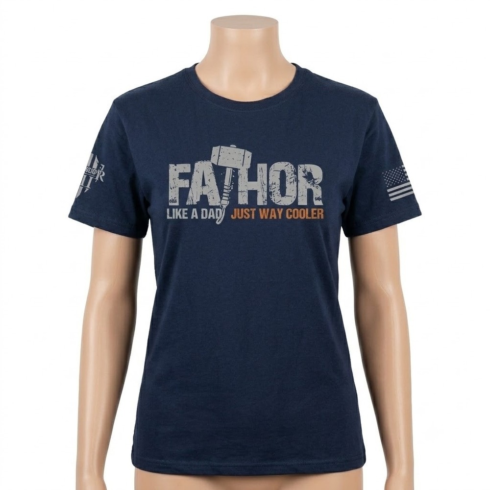 Warrior XII Fathor Like A Dad Just Way Cooler Navy Blue Graphic T-Shirt Mens XXL